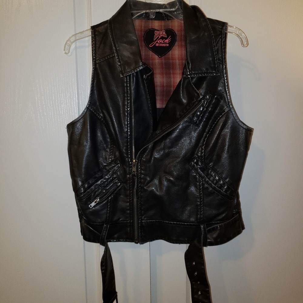 Black faux leather vest